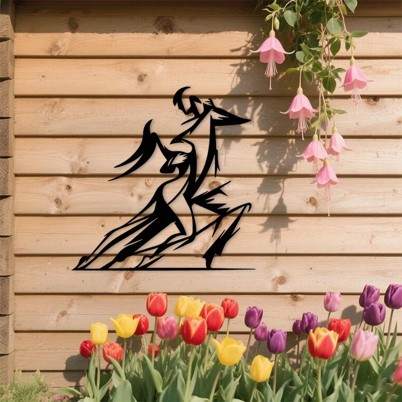 1pc 2D Flat Tango Dancers Silhouette Metal Wall Decor, Black Iron Art for Dance Studio Bar Hallway, Indoor Outdoor Use