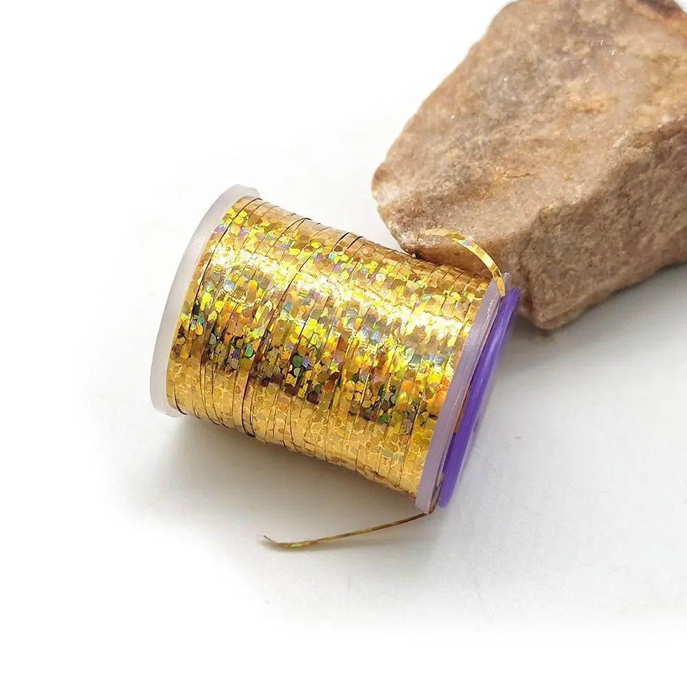 Holographic Flat Tinsel Fly Tying Materials 1mm Nymph Thread 120Yard Small Tinsel Flash Streamer Fly Tying Materials