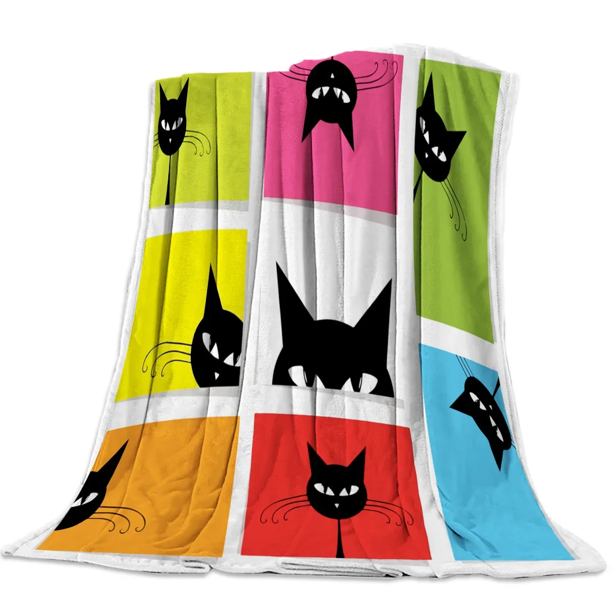 القط الأسود مع الشعر غامض الفانيلا بطانية ل أريكة تتحول لسرير المحمولة لينة رمي البطانيات أفخم المفارش لغرفة النوم أريكة الأريكة #5