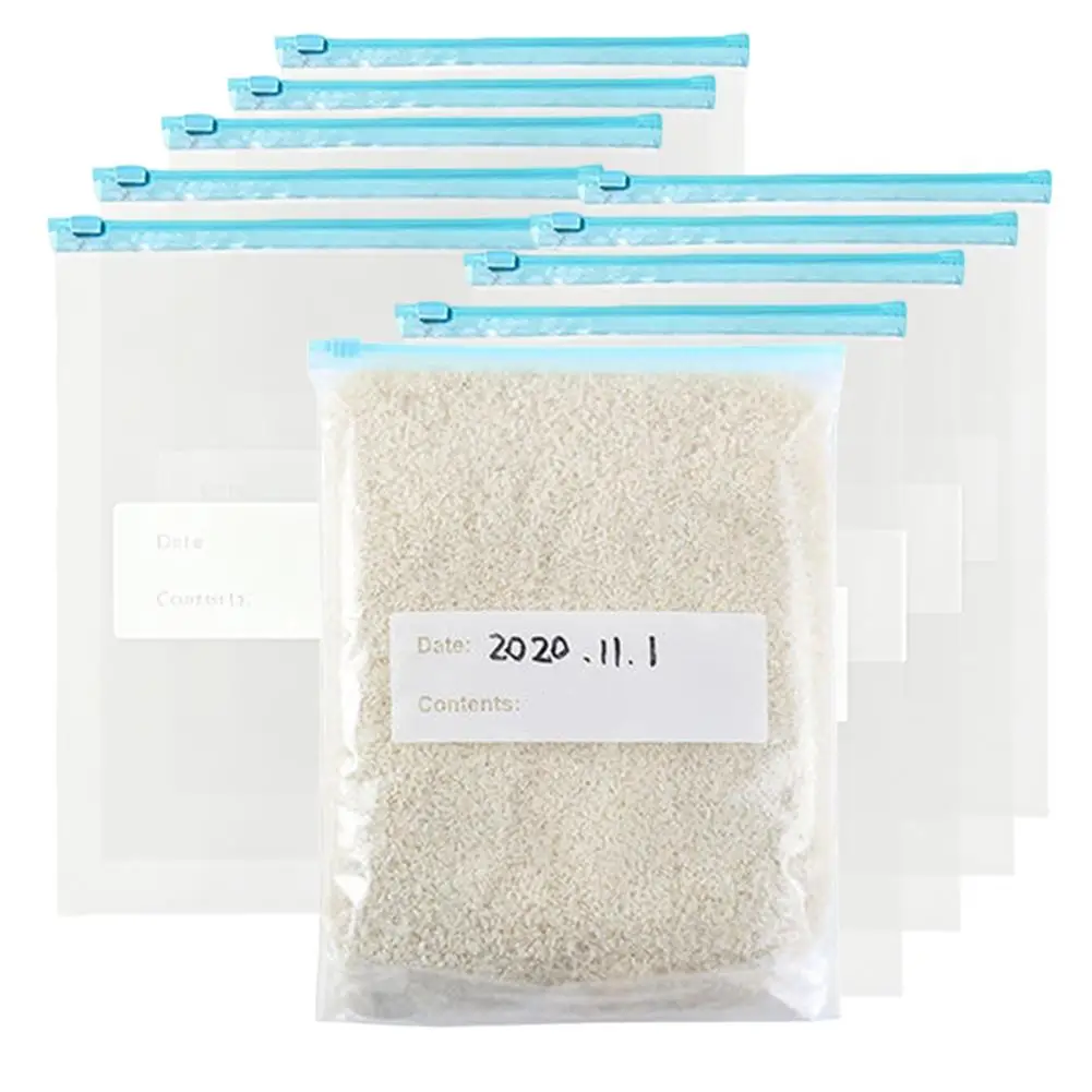 Reusable Slider Food Storage Bags Microwave & Freezer Safe Ziploc Bags with Write-On Label Heavy Duty Freezer Bags for Meal