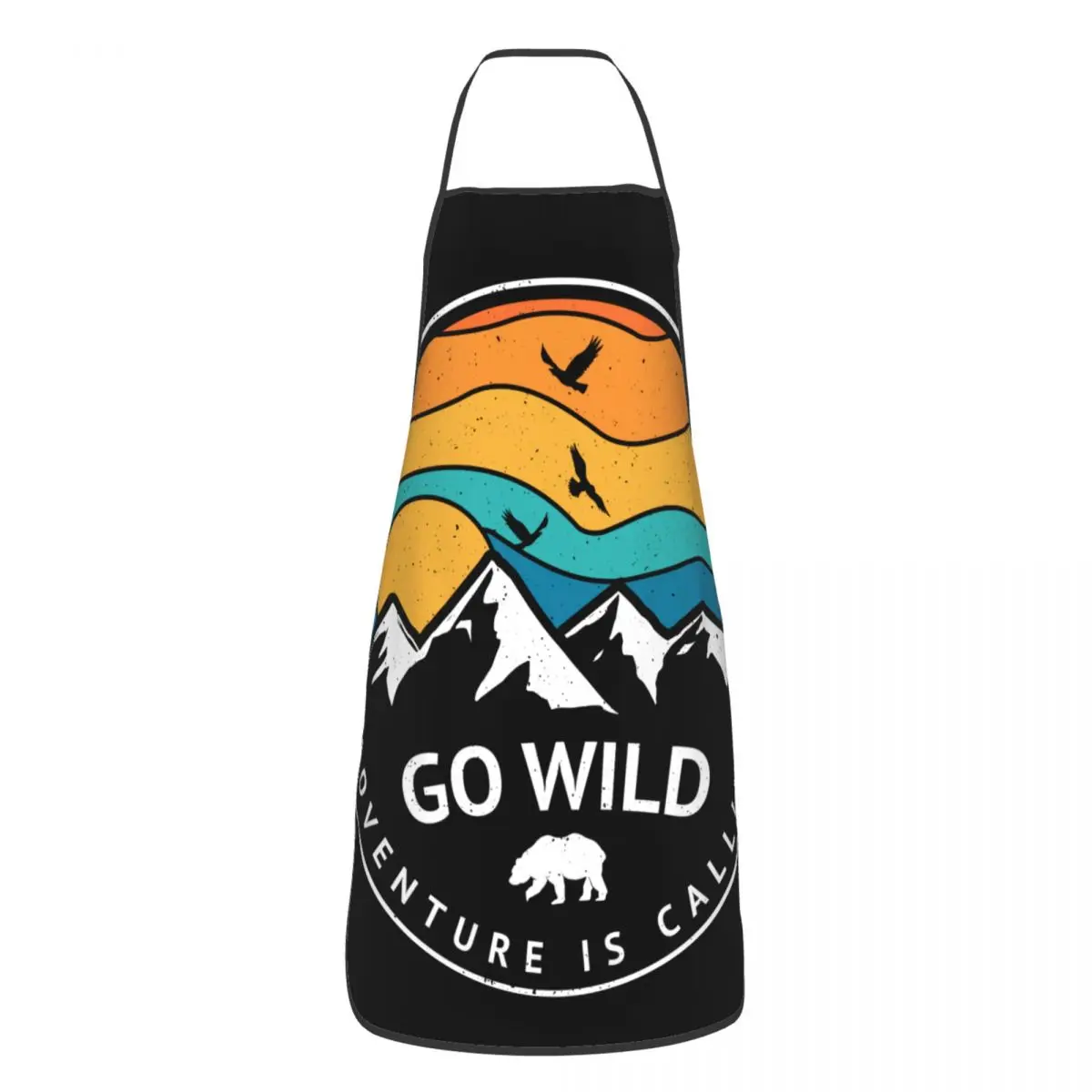 Tablier à bavette unisexe personnalisé, motif de camping-cars d'aventure drôles, chef adulte, cuisine pour la cuisine, peinture de camping de montagne