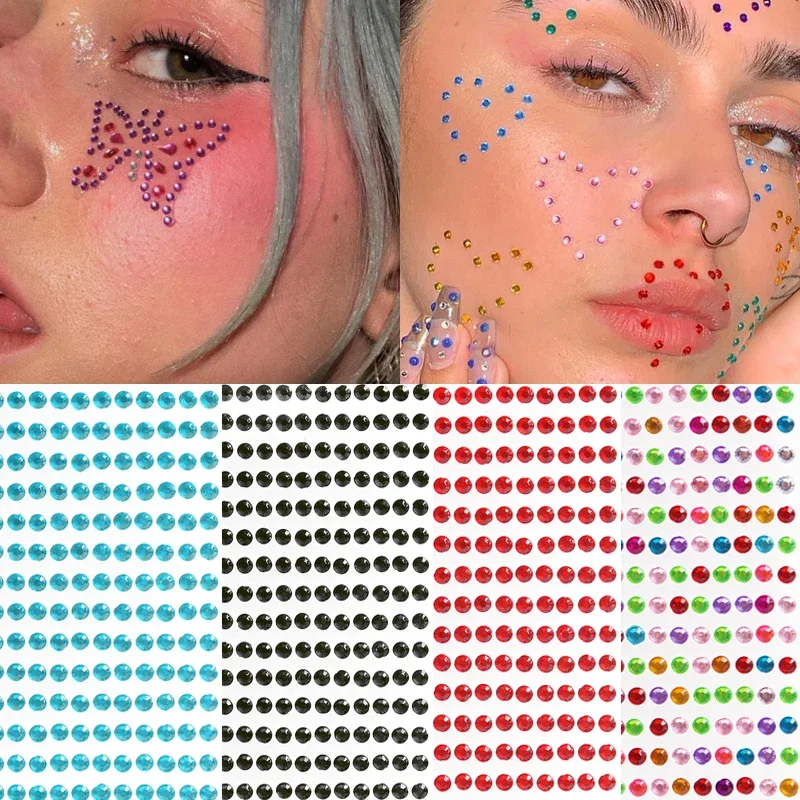 12 Colors Party Festival Decoration Face Body Colored Diamonds Jewels Stickers 437 Pcs/sheet Self Adhesive Eye Shadow Diamond