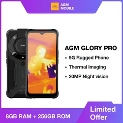 Фотокамера AGM Glory Pro 5G с тепловизионным изображением, батарея большой емкости 6200 мАч, 8 ГБ, 256 ГБ, функция ночного видения, 20 МП, стандартная