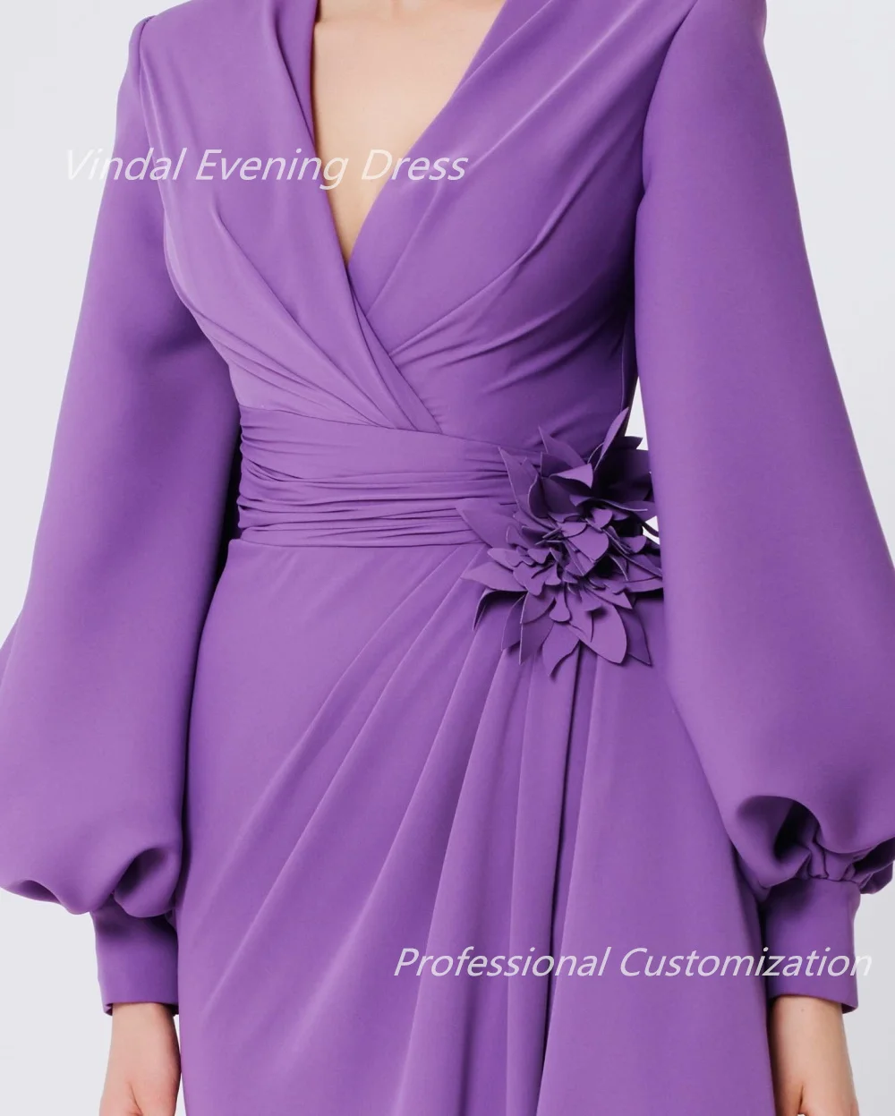 Vindal Evening dresses Crepe Appliques Ankle-Length Long-sleeve V-Neck Exquisite Gorgeous High-Quality السعود For Woman 2024