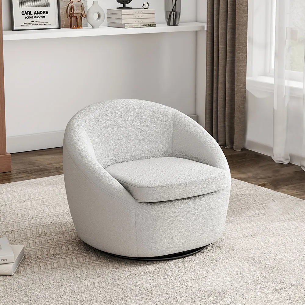 White 71cm Upholstered Swivel Chair Living Room Furniture Lounge Chair Luxury Modern Sofa Furniture