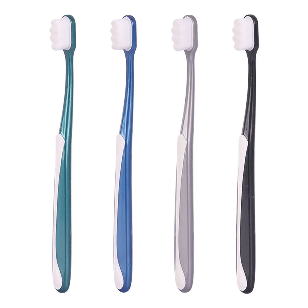 Spazzolini da denti a testa grande da 4 pezzi per adulti Design durevole Spazzolino da denti efficace per la rimozione del calcolo della placca con superficie liscia