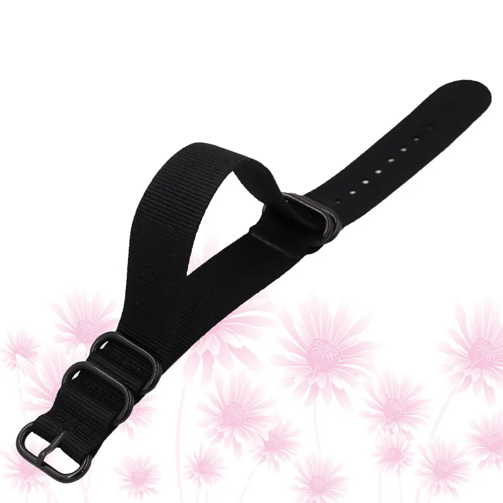 

Adjustable Nylon Canvas Watch Strap Watchstrap Cup Band Replacement Black for