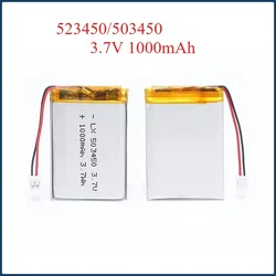 523450/503450 1000mAh 3.7V Polymer Lithium Rechargeable Battery Li-ion Battery JST PH2.0 2pin For GPS Smart Phone DVD MP5
