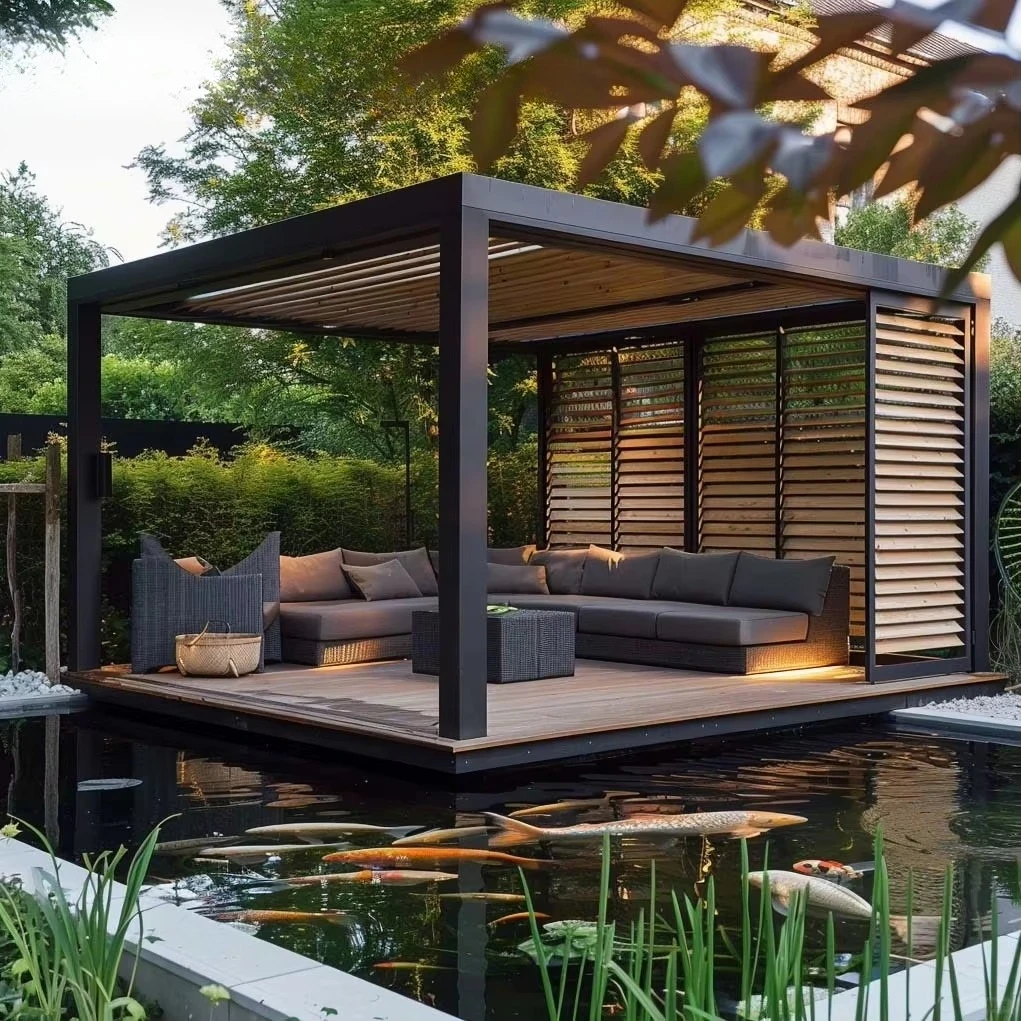 Waterproof Electric Louvered Pergola Roof Factory Gazebo Garden Bioclimatic Eco-Friendly Nature Outdoor Aluminium Pergola
