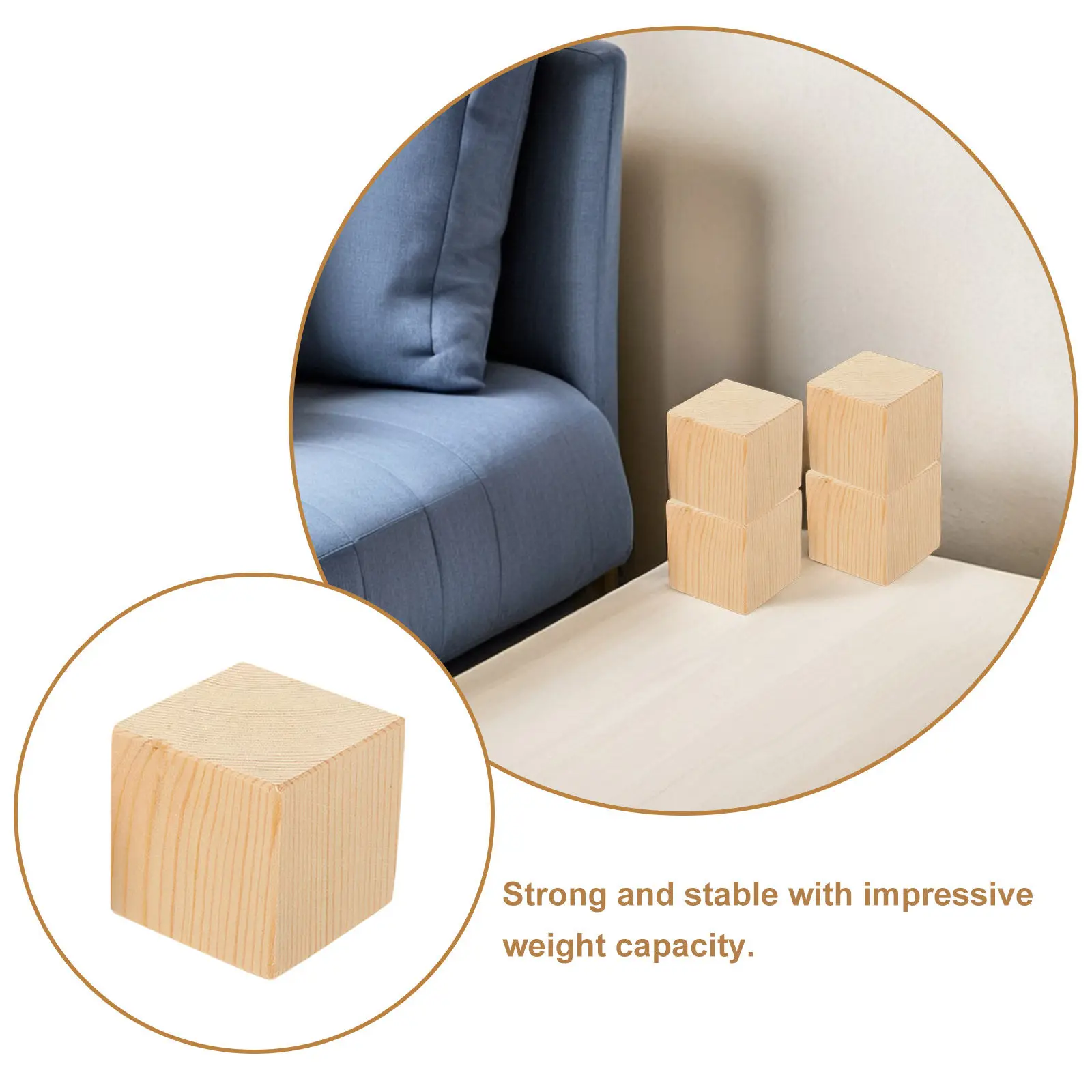 4Pcs Bed Risers Wooden Furniture Pads Heavy Duty Stable Bed Lifts for Couch Table Chair Legs Increase Height Storage Space