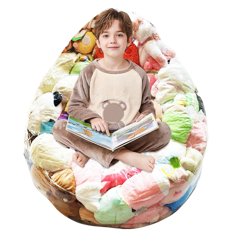 Clear Stuffed Bean Bags Chair Cover Large Lazy Sofas Seat Cover Plush Toy Storage Child Adult Tatamis No Filler Included-A75P