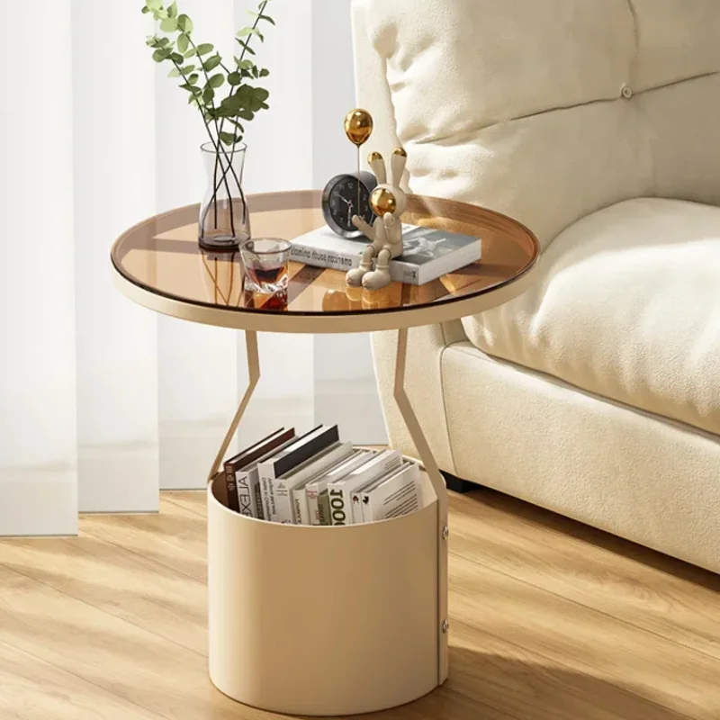 Rock tea table home living room side table balcony small tea stand bedside cabinet iron cream wind table modern furniture