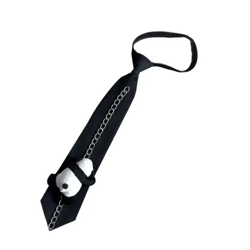 Panda Ties for Women Adjustable Schoolgirl Uniform Pre Tied Panda Neck Tie Y08E