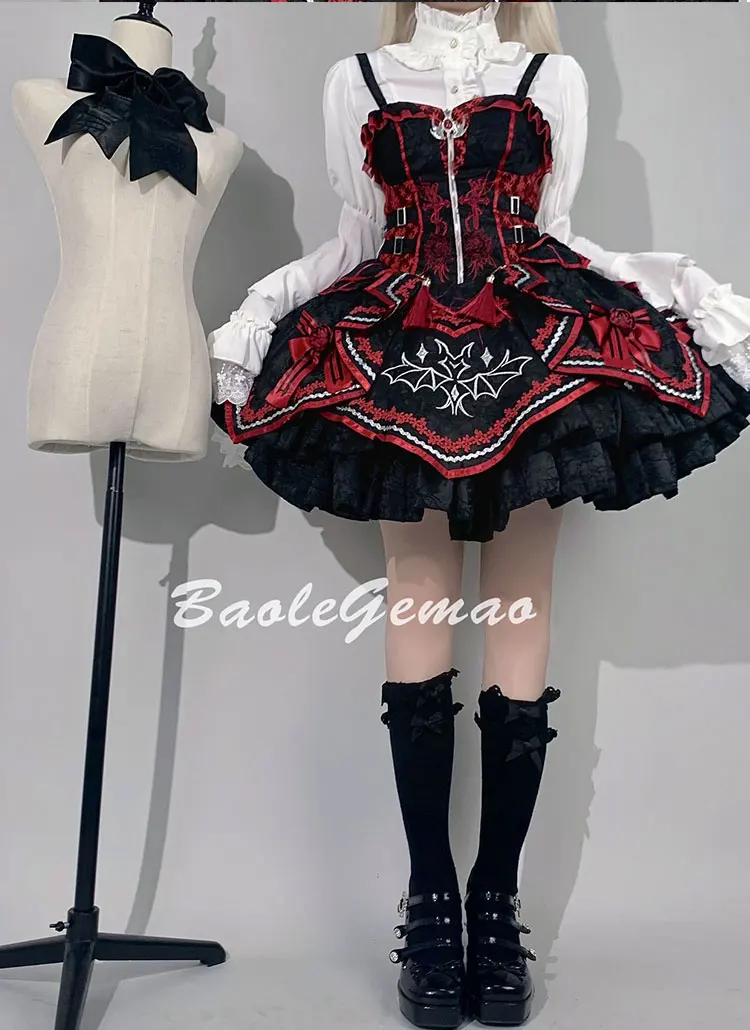 Ji Sleeve Inner Gothic Bottom Shirt Dark Japanese Lolita Stand-Up Collar Long Sleeve Court Style White Shirt 2025 New Women Tops