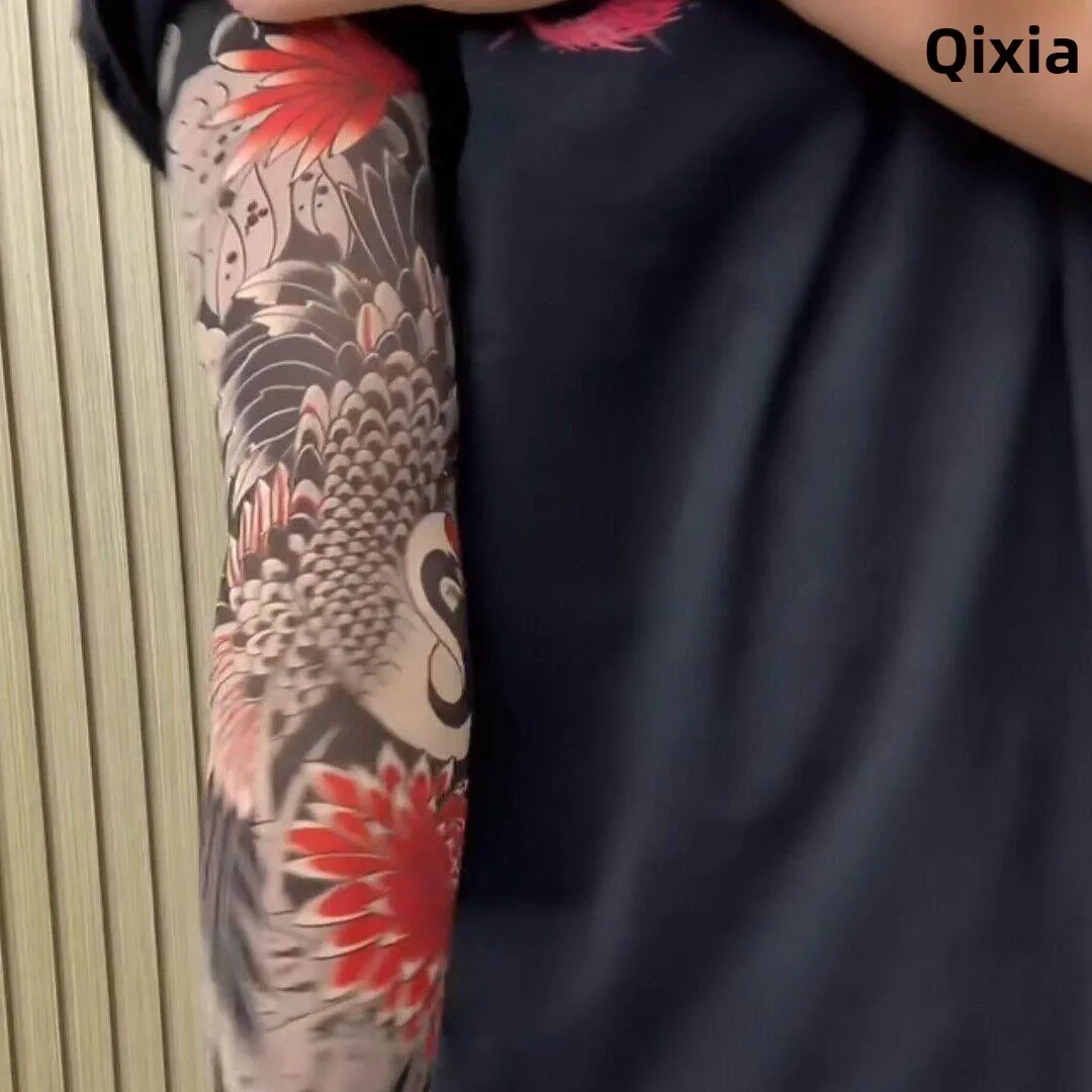 Ultra-Thin Seamless Floral Arm Ice Sleeve UV Protection Sunscreen Men's Summer Style Anti-UV Lightweight Sunshade Sleeve Cover