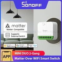 SONOFF MINI DUO 2-Gang Matter Over WiFi interruptor inteligente MINI-2GS Control de doble carga modo de relé de separación funciona con Alexa Google Home