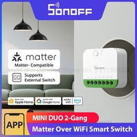 SONOFF MINI DUO 2-Gang Matter Over WiFi Smart Switch MINI-2GS Dual-Load Control Detach Relay Mode Works with Alexa Google Home