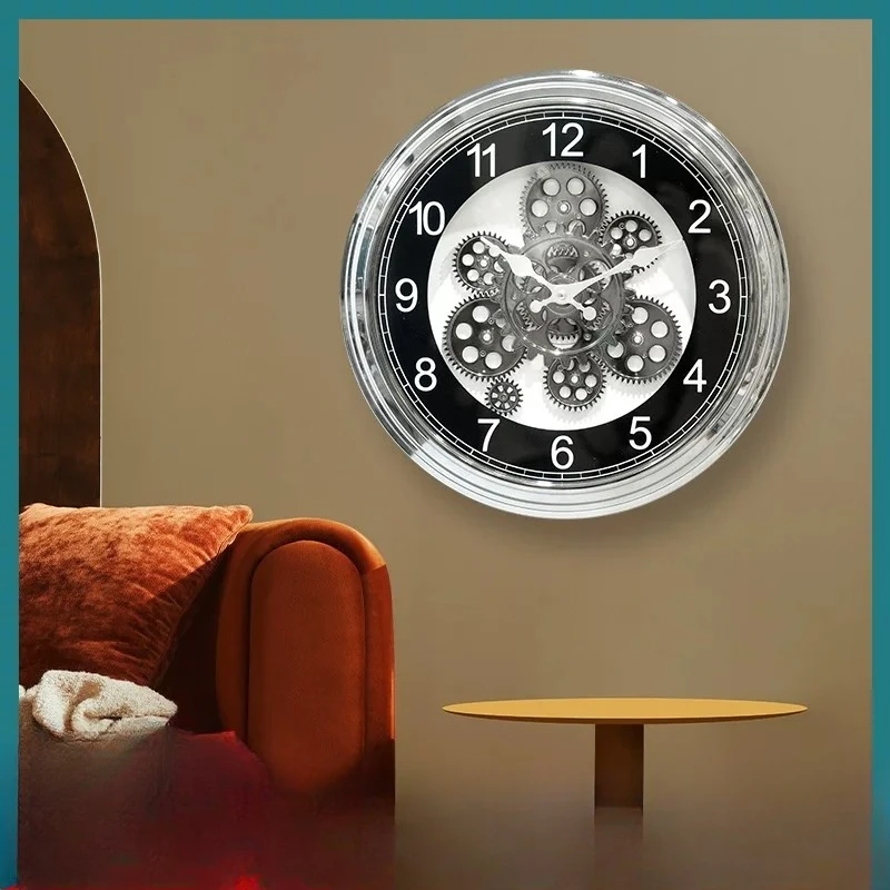 Transparent Steampunk Moving Gears Wall Clocks Vintage Industrial Large Rustic Gear Clock Modern Real Moving Gear Wall Clock