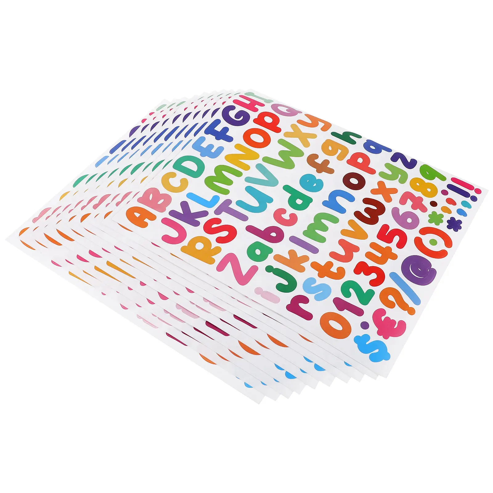 

10 Sheets Vibrant Alphabet Letter Stickers Number Labels Self Adhesive Vinyl for Scrapbooking Cards Envelopes Gift Bags DIY