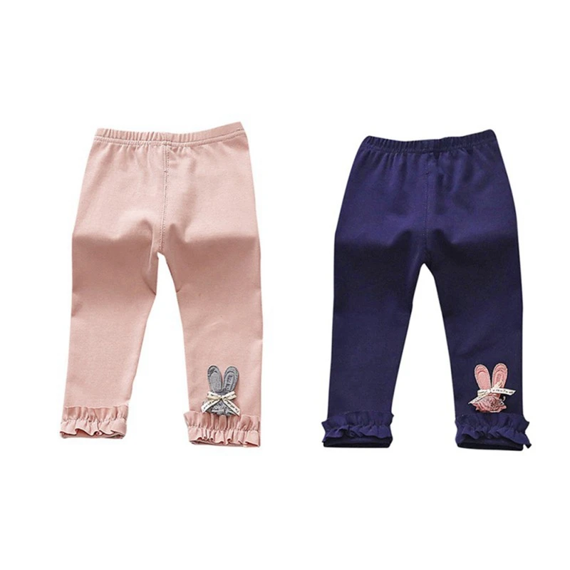 Autumn Winter Grils Children Legging Thicken Warm Newborn Girl Rabbit Bow Warm Plush Trousers Elastic Waist Leggings Kids Pants