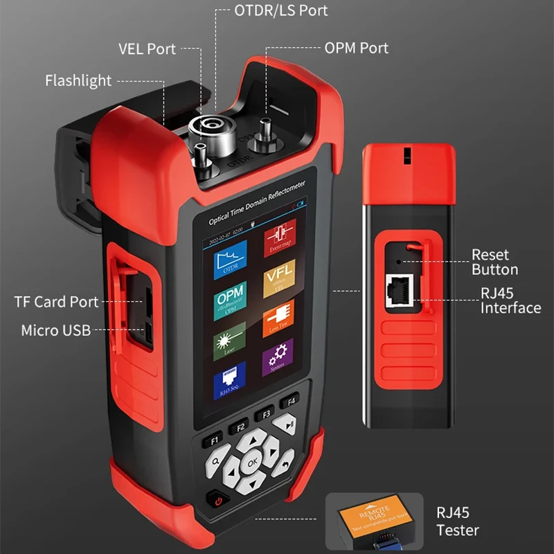 NOYAFA NF-981 8in1 جهاز اختبار الألياف البصرية OTDR مقياس الطاقة الضوئية كاشف الأخطاء مع OPM VFL OLS خريطة الحدث كابل إيثرنت متعدد