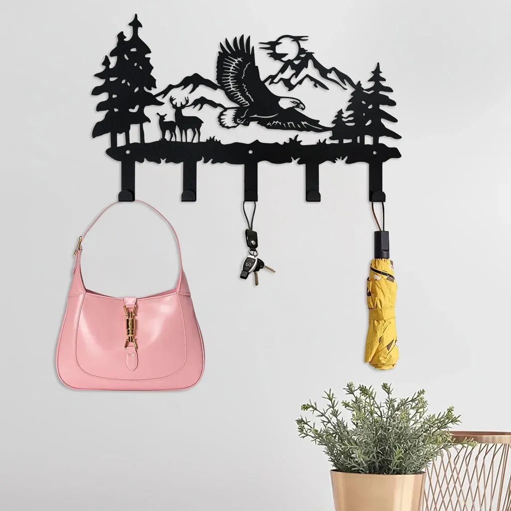 Metal  Eagle Hangers and Key Holder-Animal Theme Hooks Sweet Home Decor for Storage, Living Room Eagle Hooks Wall Art Decor-1Pc