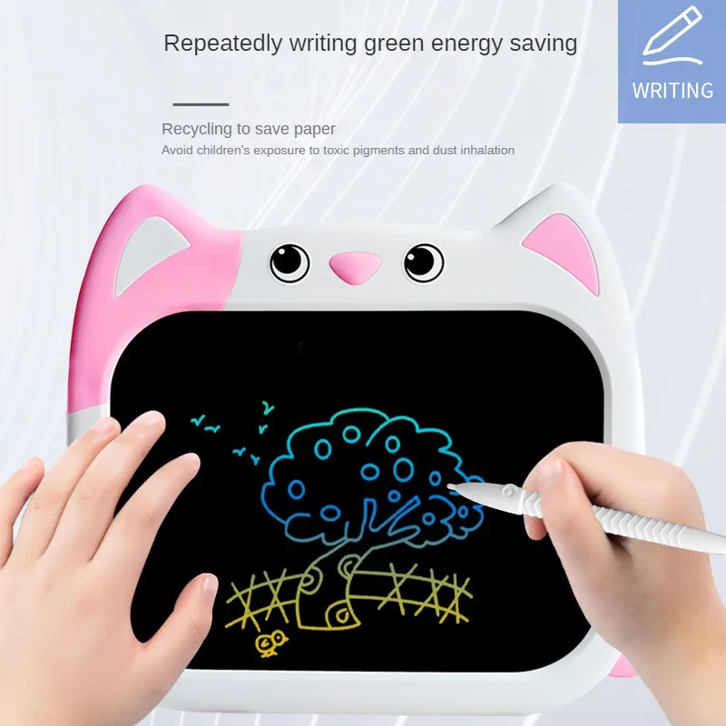 10inch/25.4cm LCD Writing Drawing Tablet Toys for Kids Cartoon Cat Children Montessori Learning Educational Toy Birthday Gifts