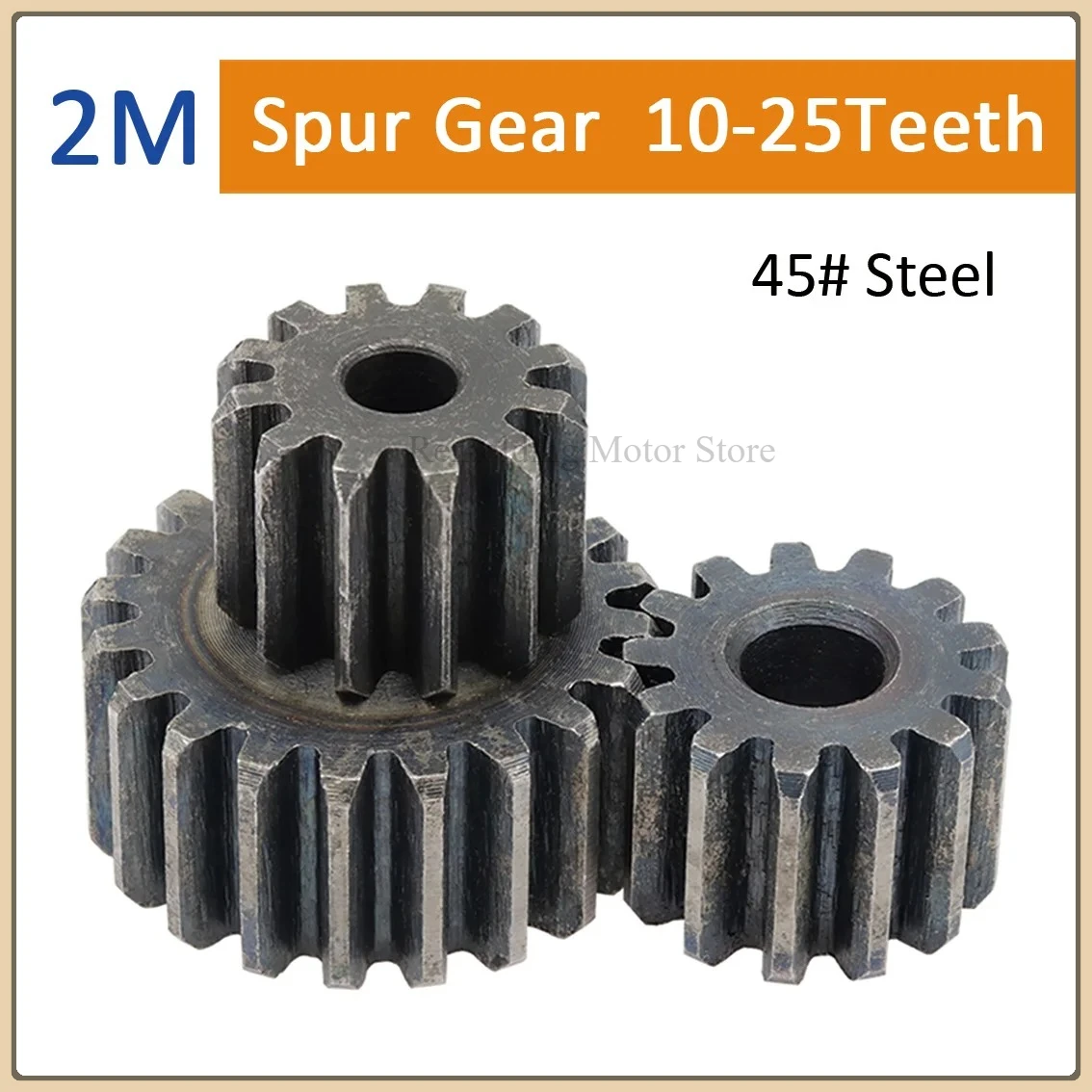 M2 45# Steel Cylindrical Gear 10T/11T/12T/13T/14T/15T/16T/17T/18T/19T/20T/21T/22T/23T/24T/25T Metal Pinion  Chain Pitch 6.28mm