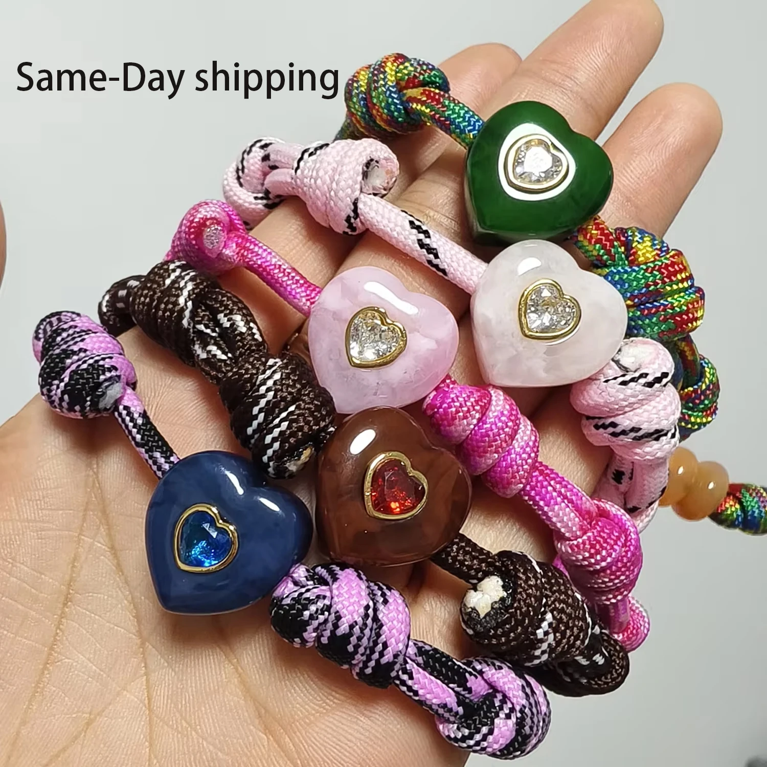 Personalized Heart Dopamine Bracelet Adjustable Drawstring Rope Handmade Contrast Color Hand Rope Fashion Jewelry Gift For Women