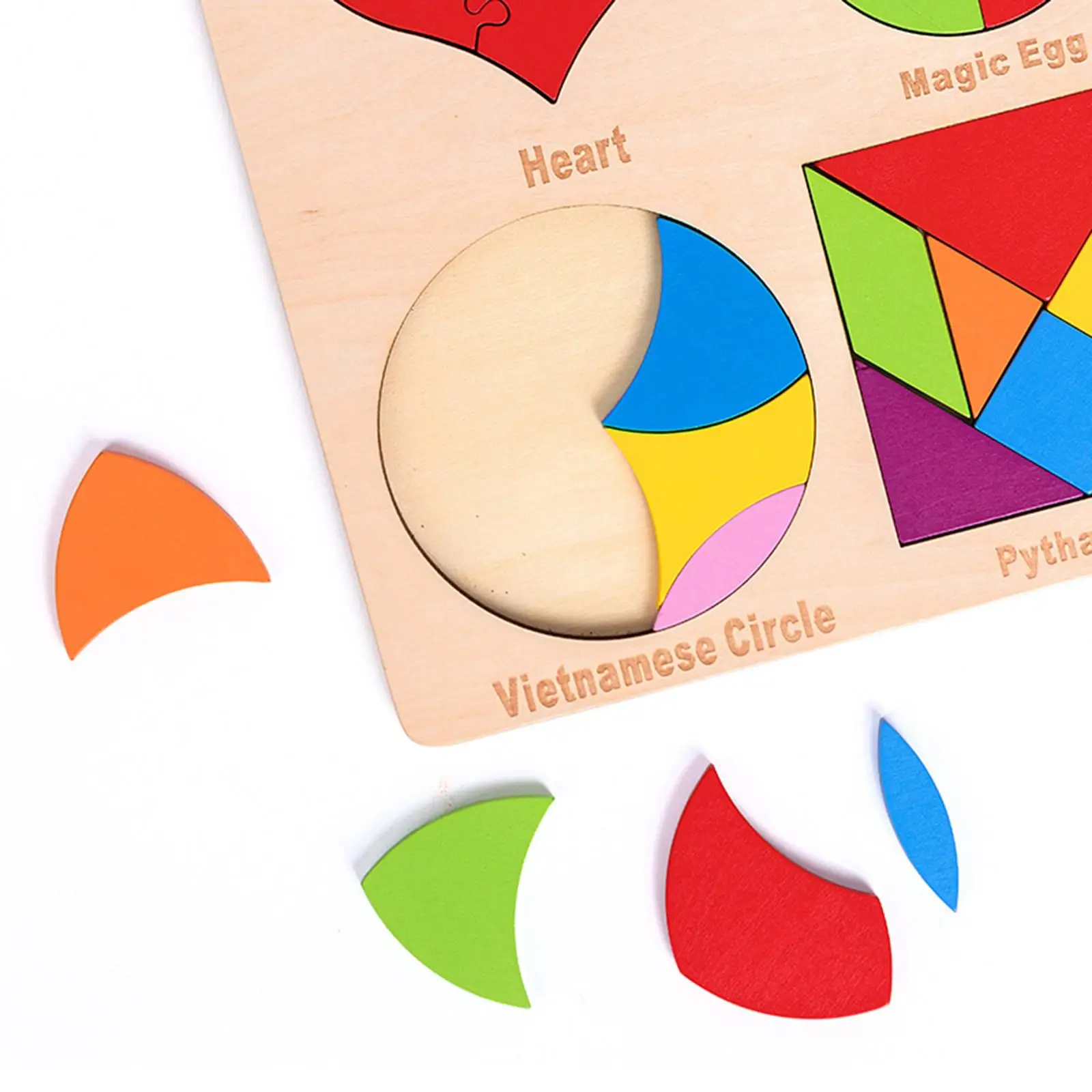 

Geometric Shape Puzzle 6 in 1 Manipulatives Birthday Gift Classic Wooden Tangram Puzzled Game Age 3+ Years Old Boys Girls