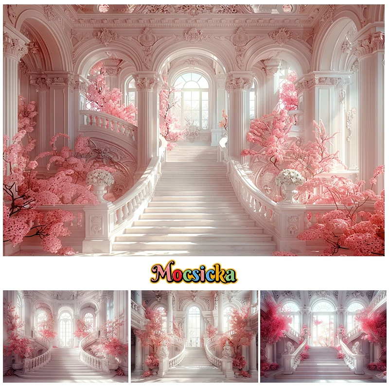 Mocsicka Photography Background White Fantasy Vintage Palace Bohemian Floral Decor Wedding Adult Portrait Backdrop Photo Studio