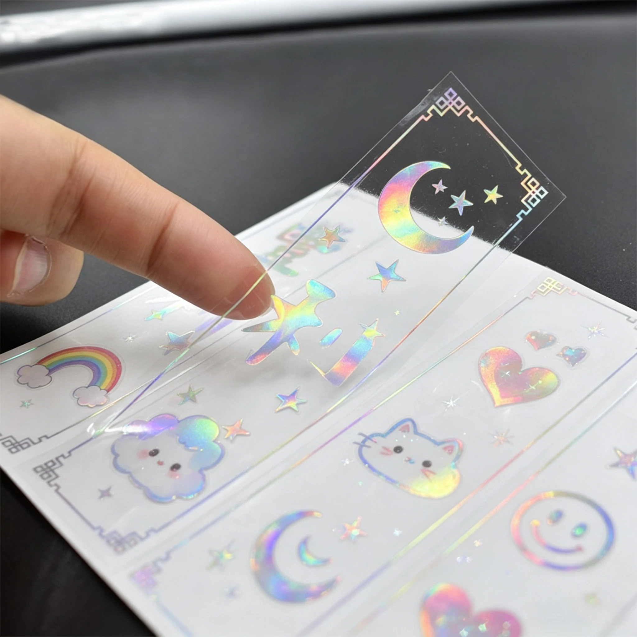 Custom Logo Clear Sticker Waterproof Vinyl Gold Silver Holographic Foil Adhesive Transparent Label Roll Sheets for Business