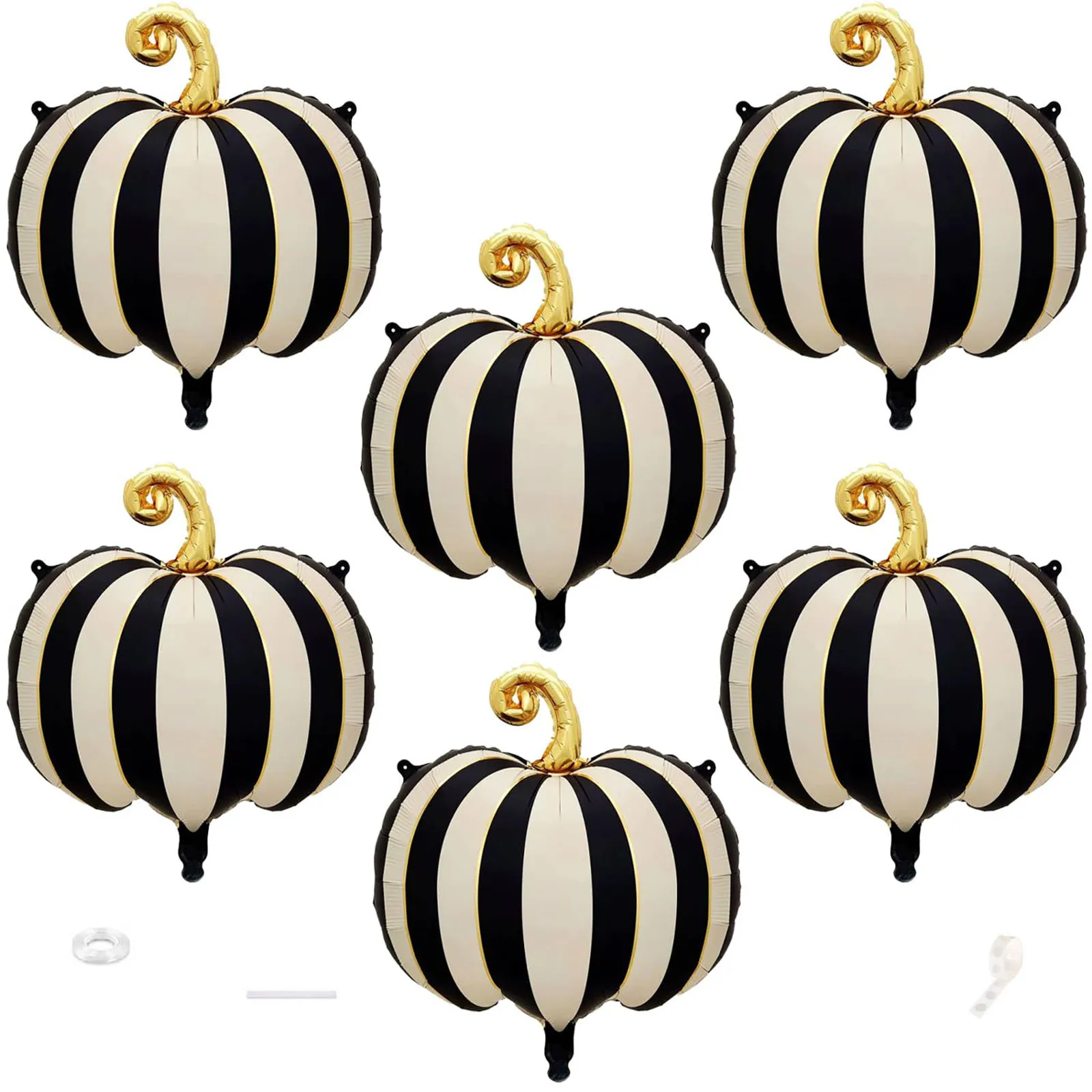 6-Piece 24.8-Inch Pumpkin Foil Balloons, Suitable for Halloween, Haunted House, and Thanksgiving Party Decorations, Reusable