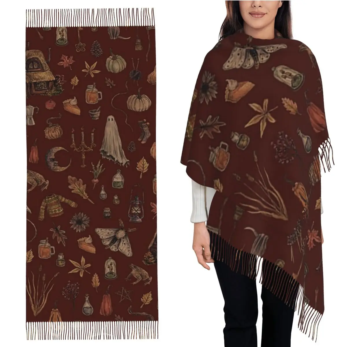 

Уютный шарф с кисточками, женские мягкие теплые шали и накидки, большая осенне-зимняя шаль