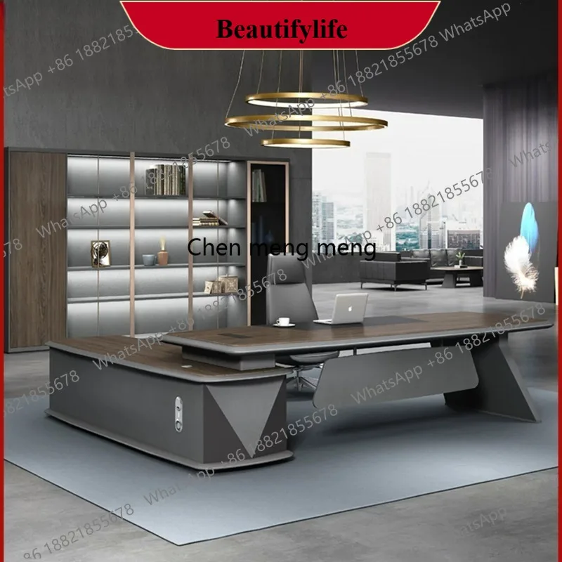 

E153 Light Luxury Modern Boss Desk Chairperson Office Desk and Chair Combination Simple Atmosphere Manager President Taipantai
