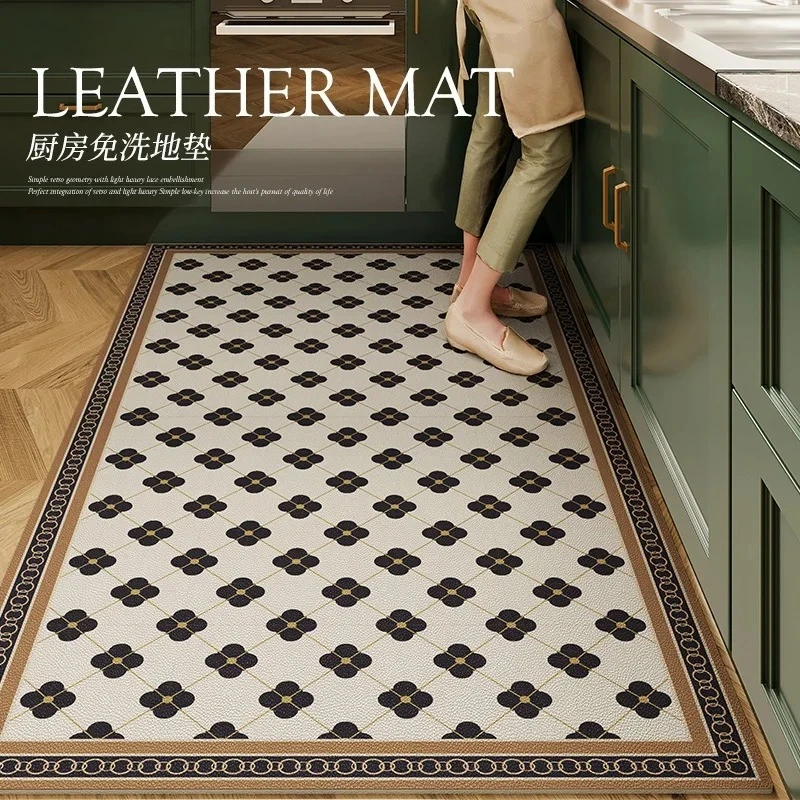 American Retro Carpets for Living Room Home Washable Kitchen Special Floor Mat Large Area Anti-fouling Carpet Pvc Leather Rug