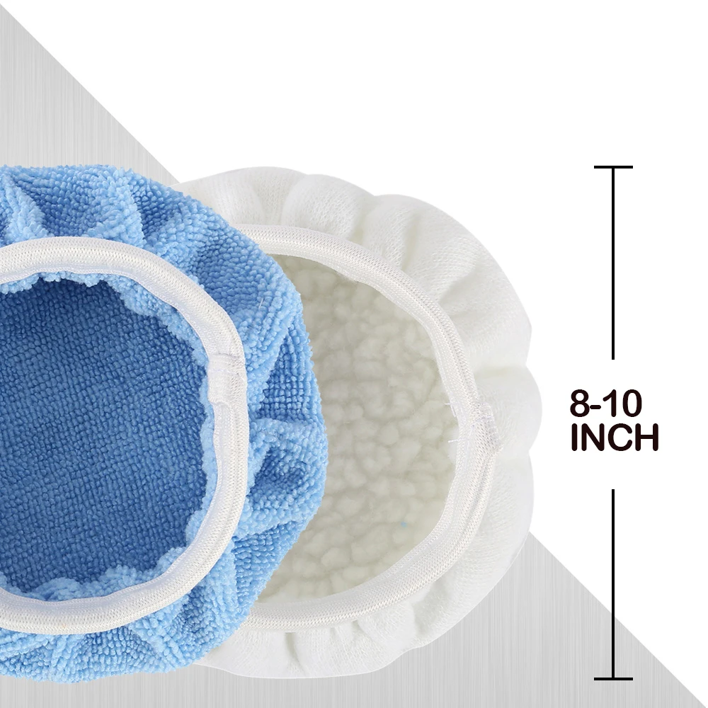 8Pcs 6/10Inch Car Polishing Buffer Pads Wool Plush Polished Waxing Kit Bonnets Wheel for Car Polisher Polishing and Buffing