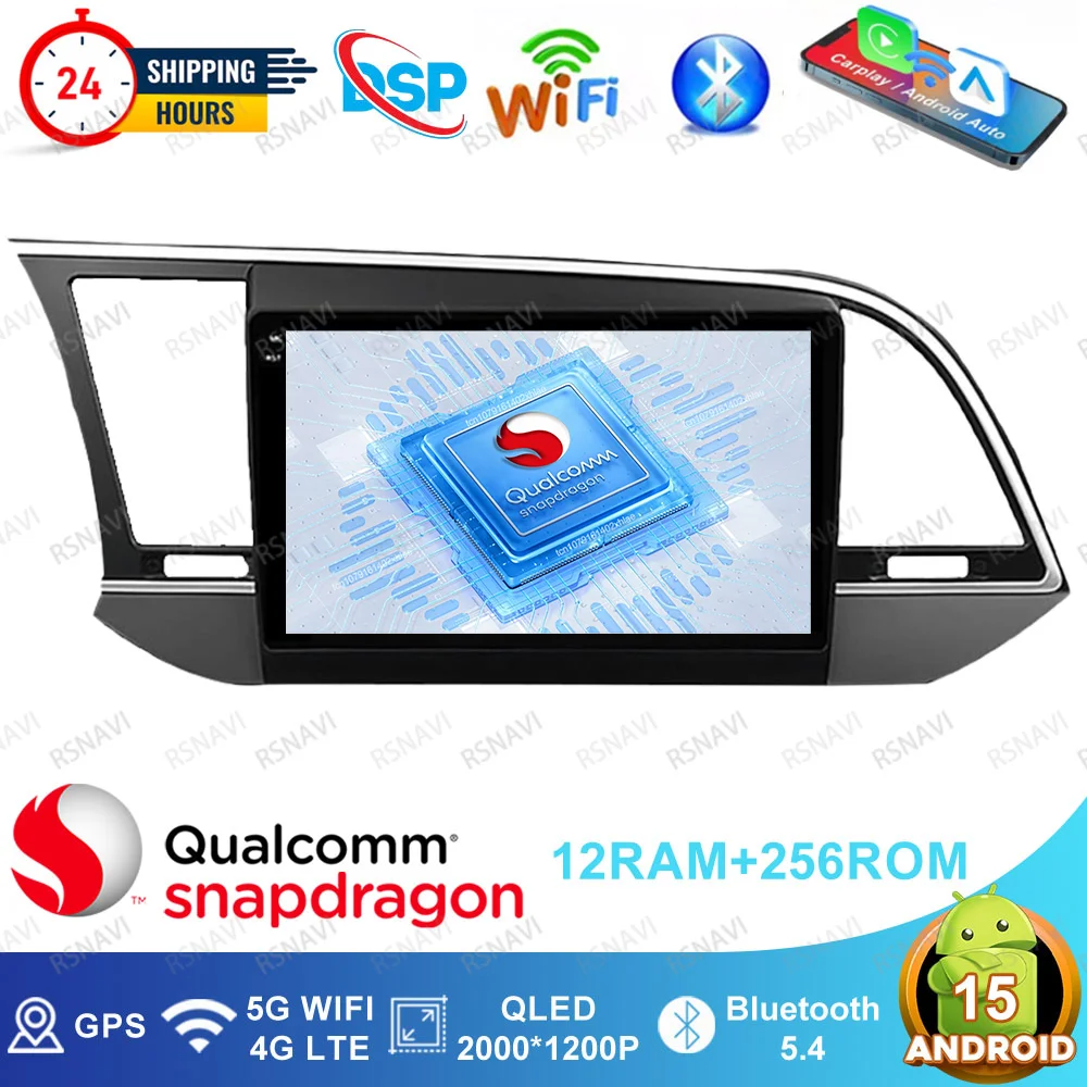 Android 15 Car Radio For Hyundai Elantra Avante AD 2015 ~ 2021 2016 2017 2018 Golf 7 Passat B6 Air Conditioner Lighter Jdm E46