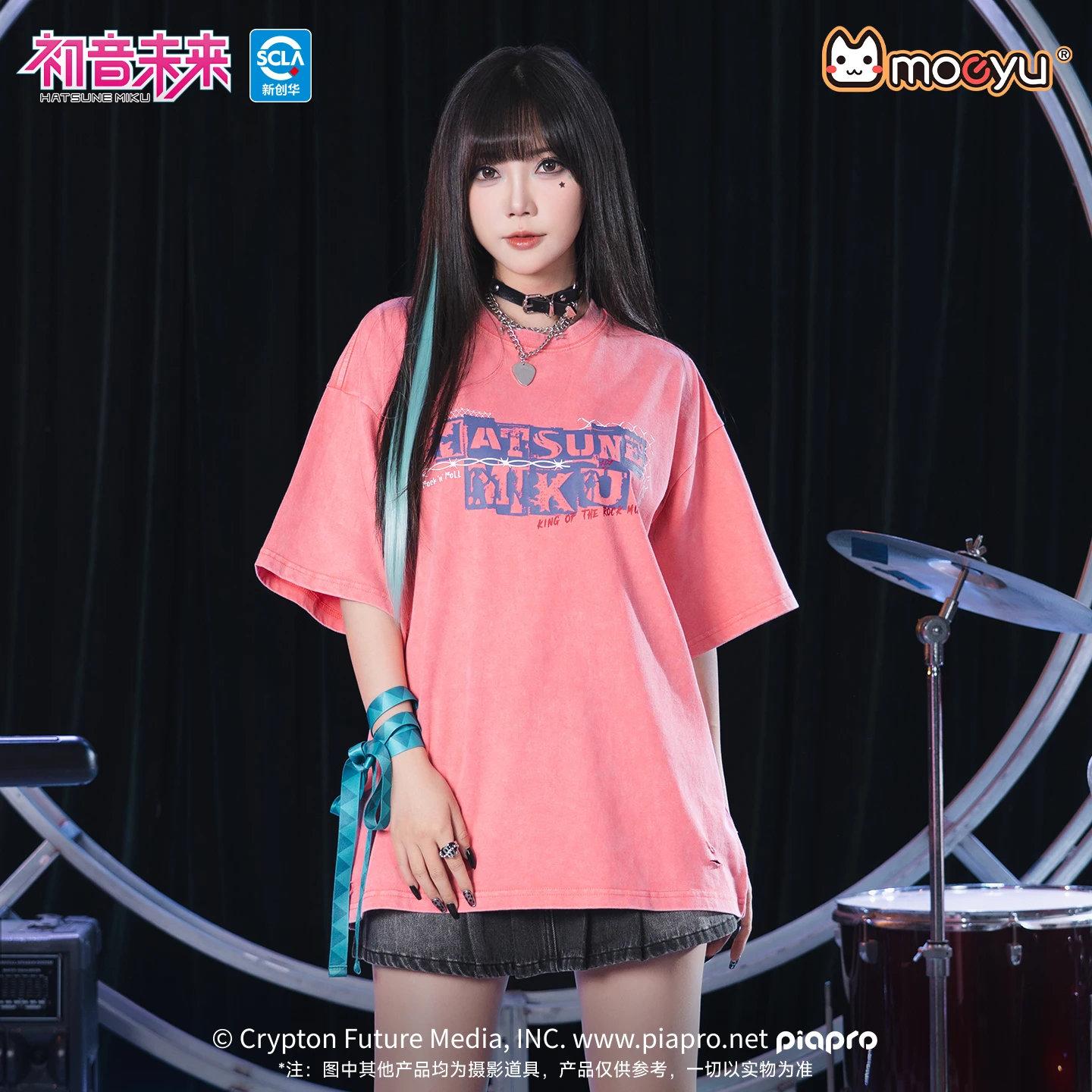 Original Moeyu Hatsune Miku Rock Star T-Shirt Women Retro American T-Shirt Girl Short Sleeve Tee Cosplay Costume Summer Fashion