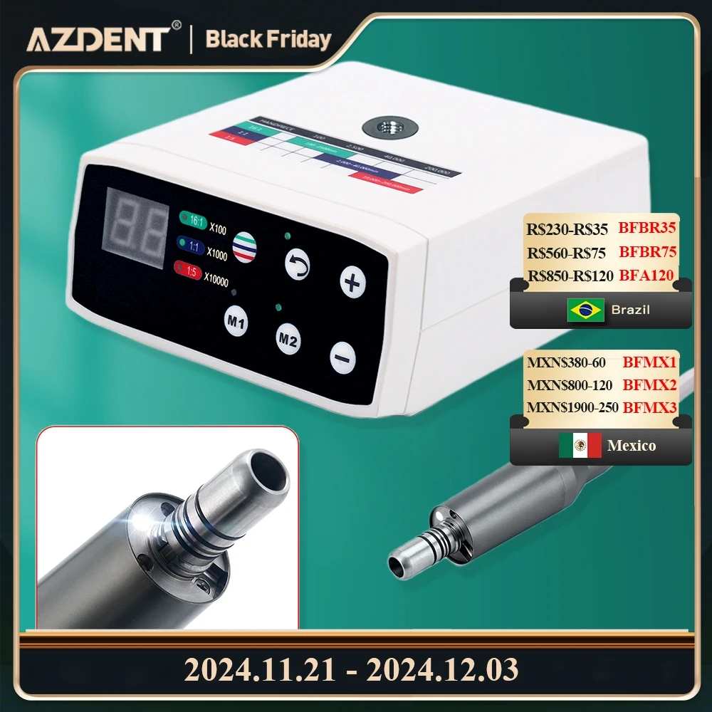 Azdent Dental Brushless Electric LED Micro Motor can work With 1:5 1:1 16:1 Contra Angle Dentist Low Speed Handpiece Lab Tools