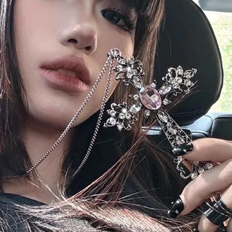 Gothic Big Zirkon Kreuz Halskette Unisex Y2K Unregelmäßige Goth Große Kreuz Anhänger Halsketten für Männer Frauen Paar Halskette Schmuck