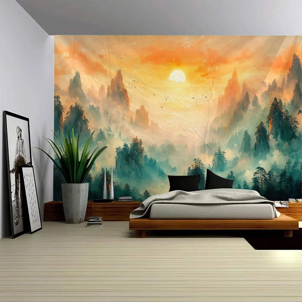 Beautiful Sunrise Tapestry Aesthetics Bohemian Starry Sky Wall Hanging Cloth Background Wall Artwork Home Dormitory Decoration