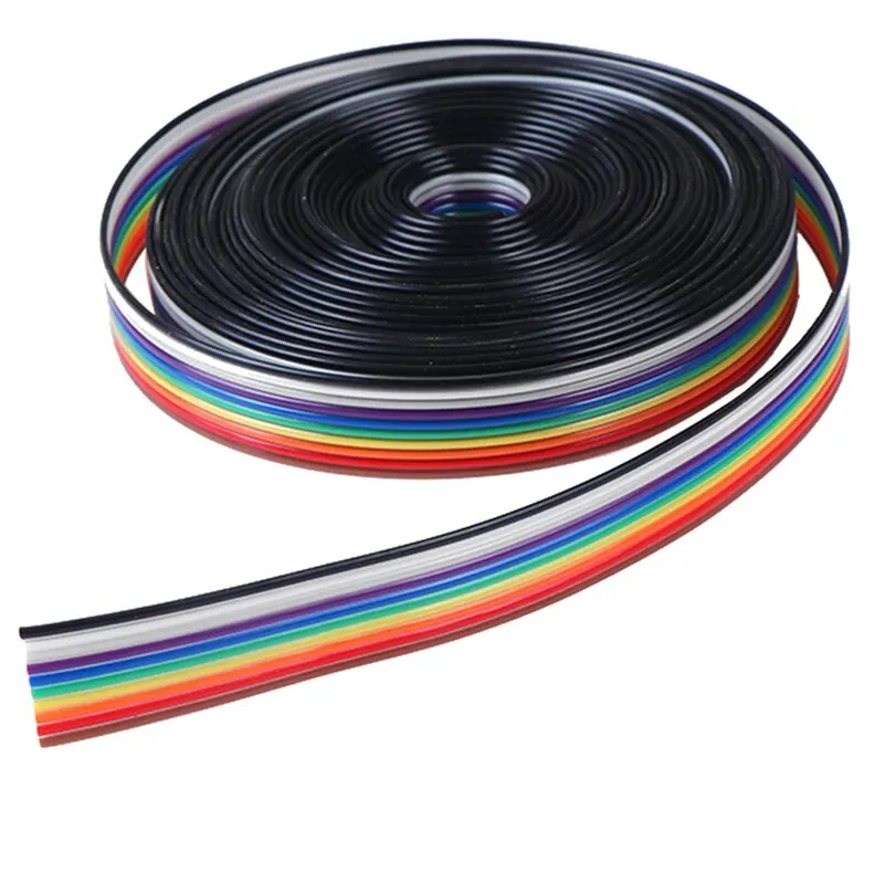 5M Ribbon Cable 10WAY Flat Color Rainbow Ribbon Cable Extension Electric Wire LED Stirp 10P 28AWG