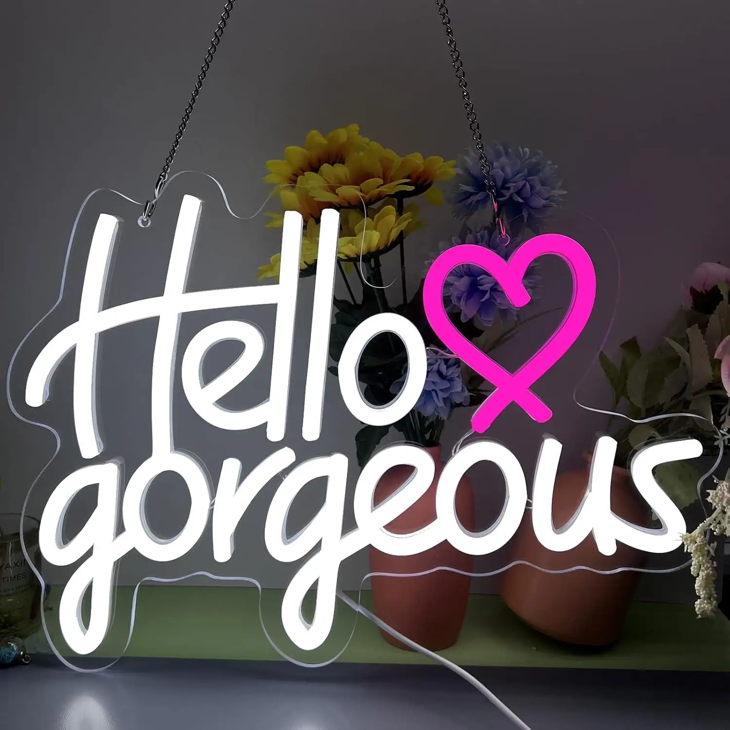 

Hello Gorgeous Neon Sign USB LED Light for Wall Decor Bedroom Bar Wedding Engagement Anniversary Party Art Decoration Gifts