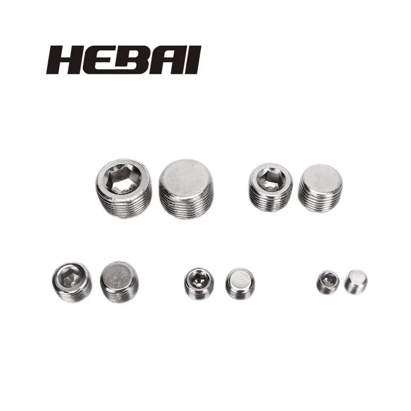 HEBAI Pneumatic Plug Threaded Hex Head Pipe Fitting Socket End Cap Plug Adapter with Sealing Ring