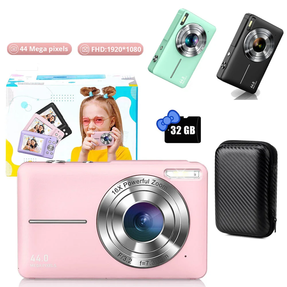 Digital Camera HD 1080P 2.4 Inches Children Camcorder Rechargeable Cameras with 16x Zoom Compact Camera for Kid Adult Beginner