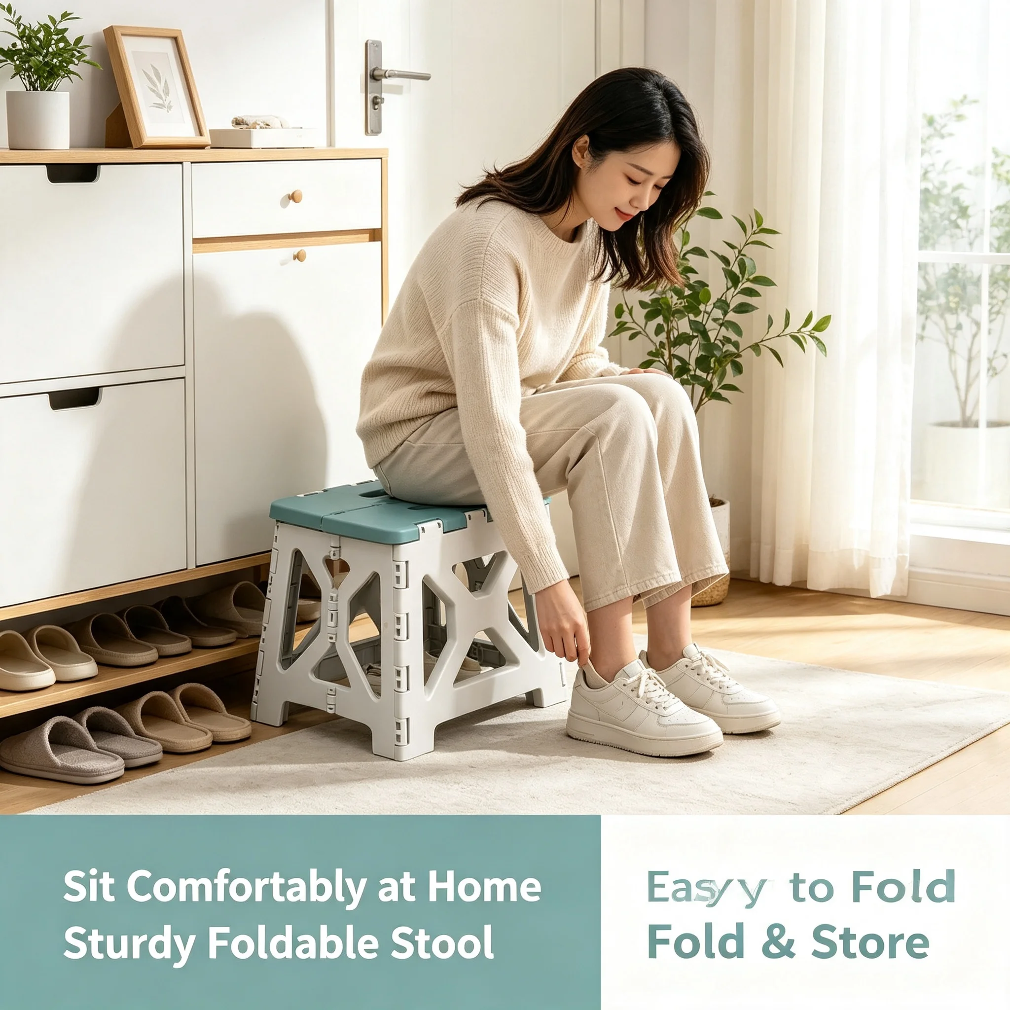 Heavy Duty Thickened Foldable Plastic Stool Portable Collapsible Small Chair Anti Slip Wear-resistant Seat Lightweight For Camping Fishing Travel Market Stall Outdoor Indoor Household Use.