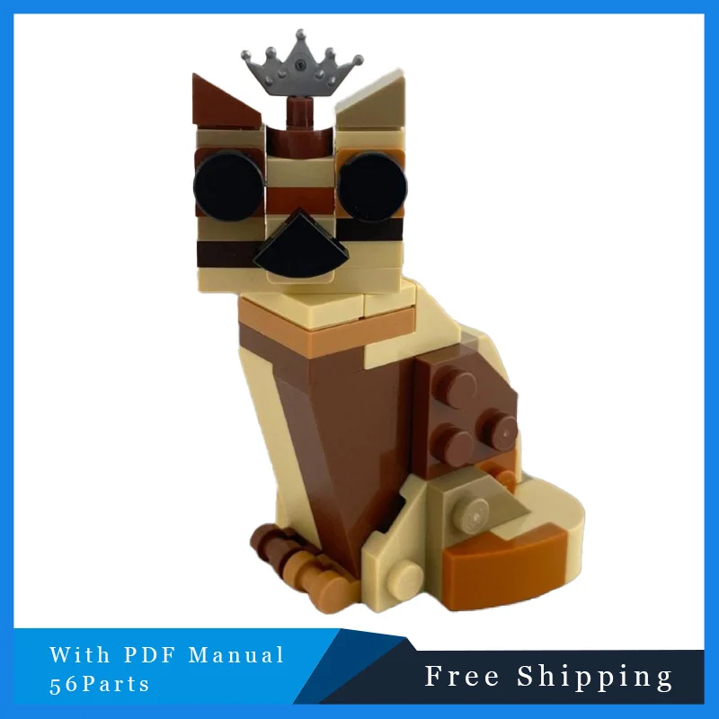 

56 шт., креативный абрикосовый изысканный продвинутый модульный строительный блок с изображением кота, серия моделей, детская сборная игрушка-головоломка, подарки на день рождения