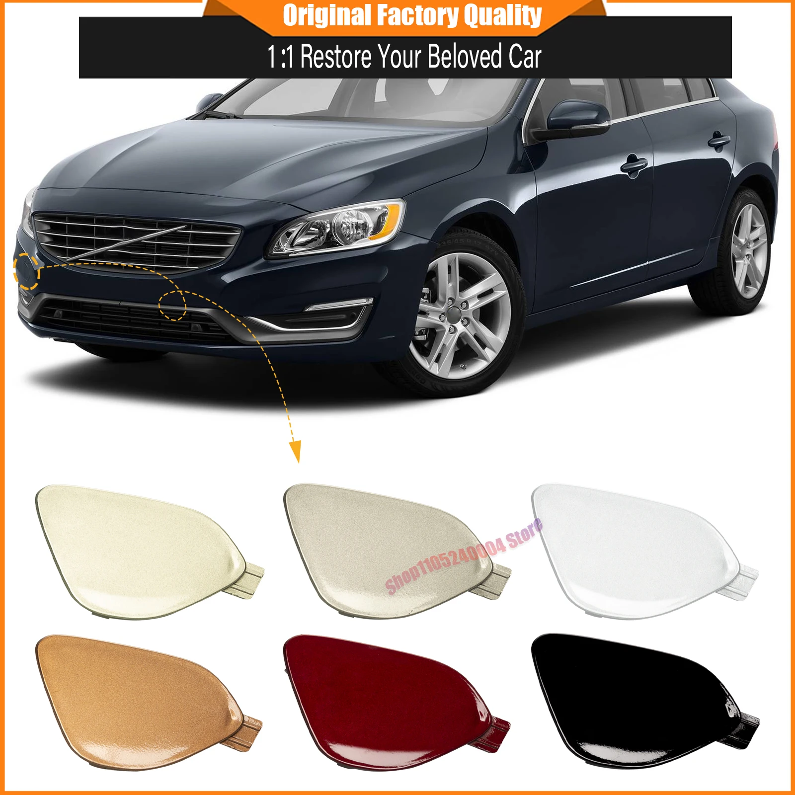 For VOLVO S60 S60L V60 2014-2018 Front Bumper Tow Hook Towing Eye Cover Lid Replacement Parts 39820294 31323839