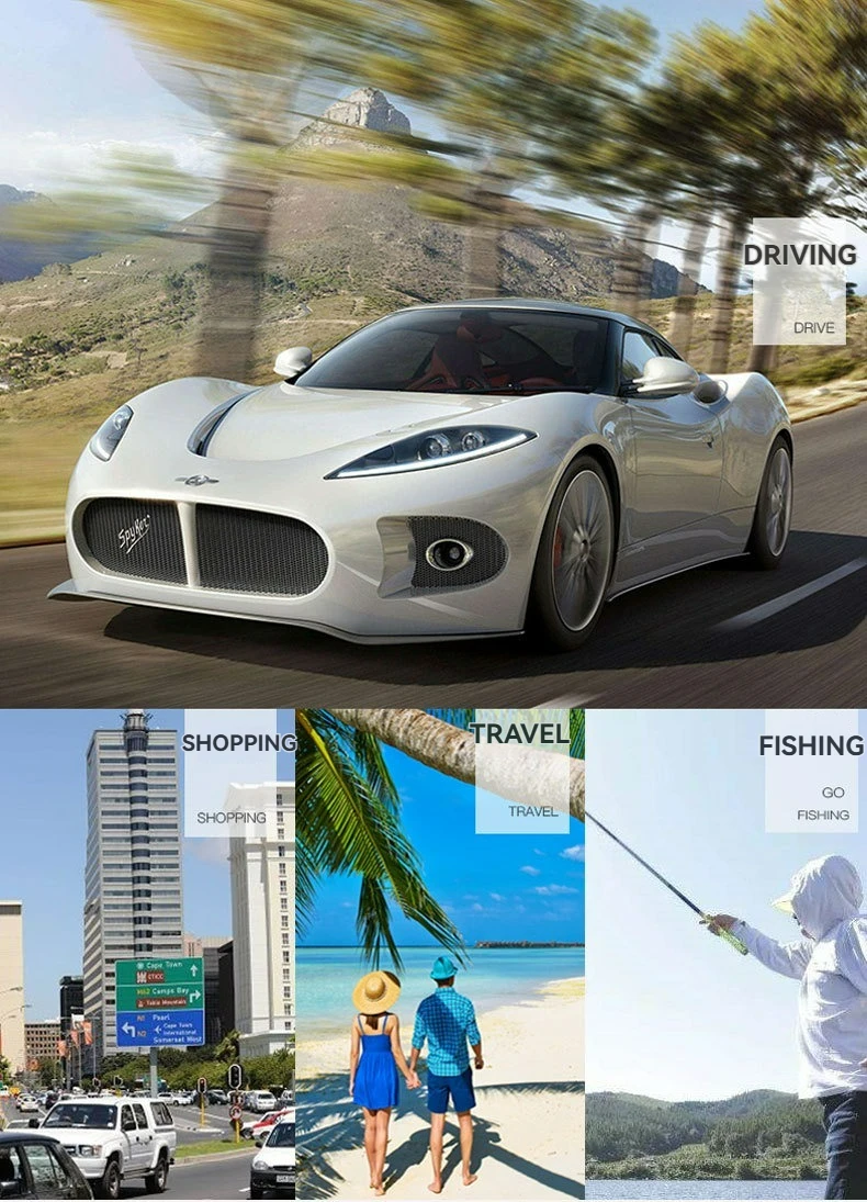 Polarisierte Sonnenbrillengläser aus verspiegeltem Kunstharz mit Farbverlauf, Unisex, UV400, individuell für Myopie und Astigmatismus, für den Außenbereich